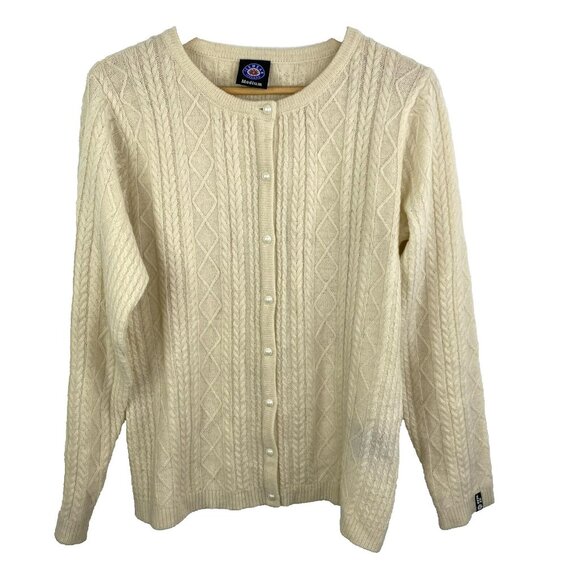 Icewear Iceland Cardigan Sweater Womens Size Medium Wool Fisherman Knit Ivory - Picture 1 of 7